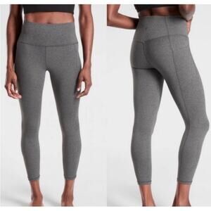Athleta Leggings Womens Small Gray Salutation Stash Pocket 7/8 Yoga Pilates Gym